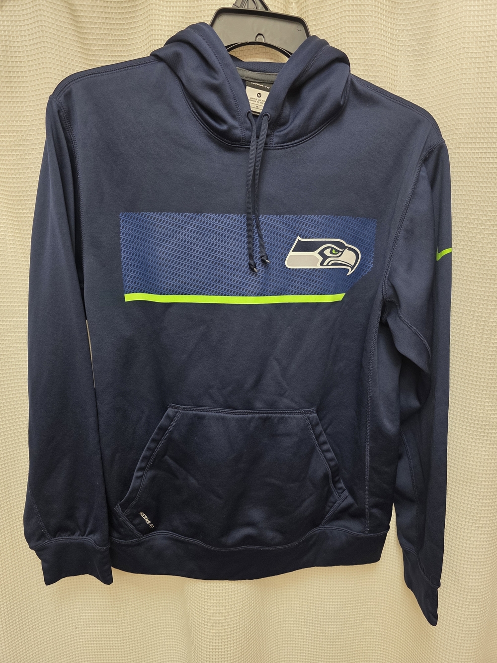 Nike Navy and Neon Green Seahawks Pullover Hoodie